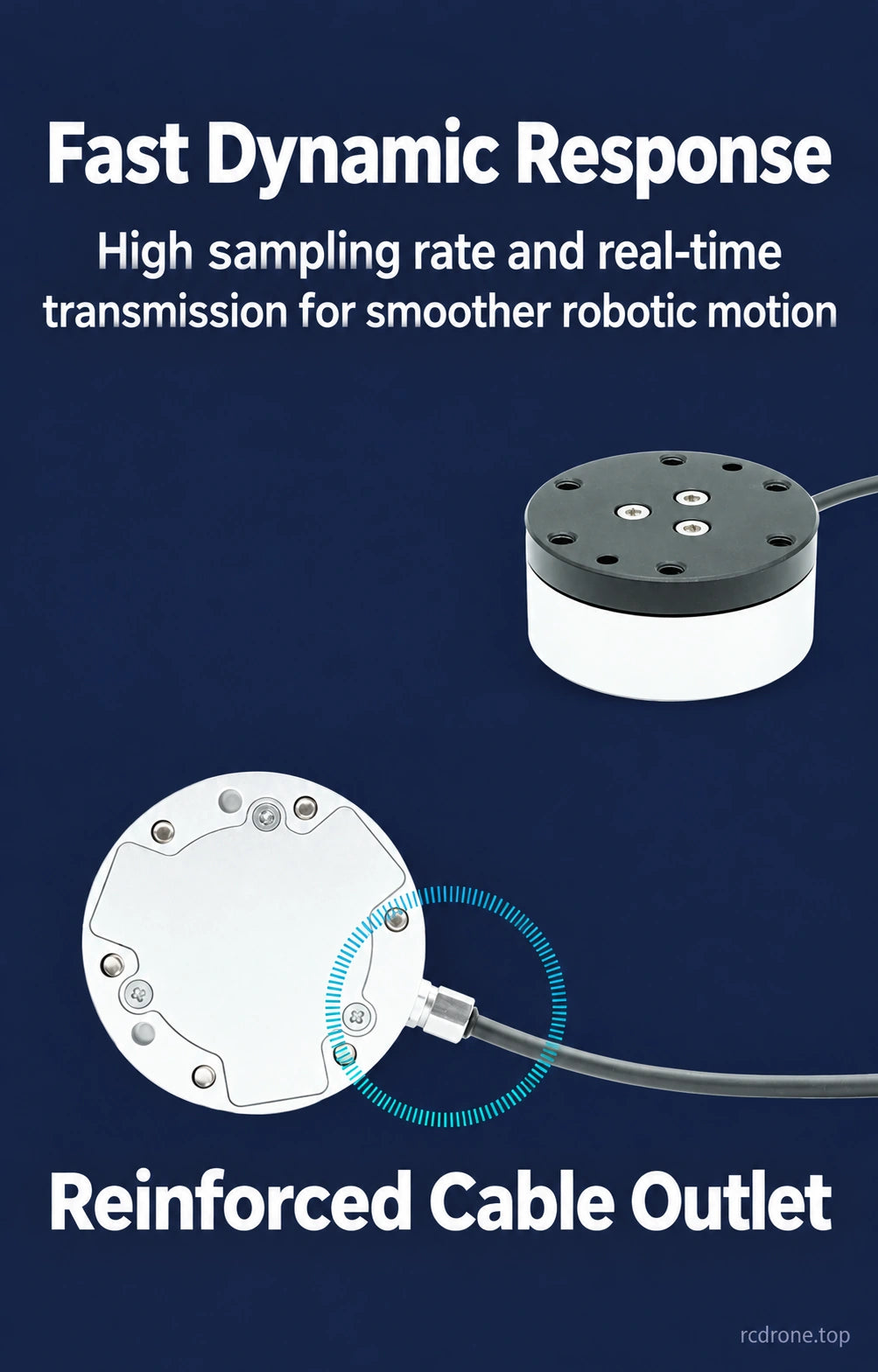Supplier illustration of dynamic response and reinforced cable outlet