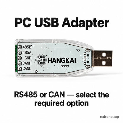 PC USB adapter selected as RS485 or CAN; sensor excluded
