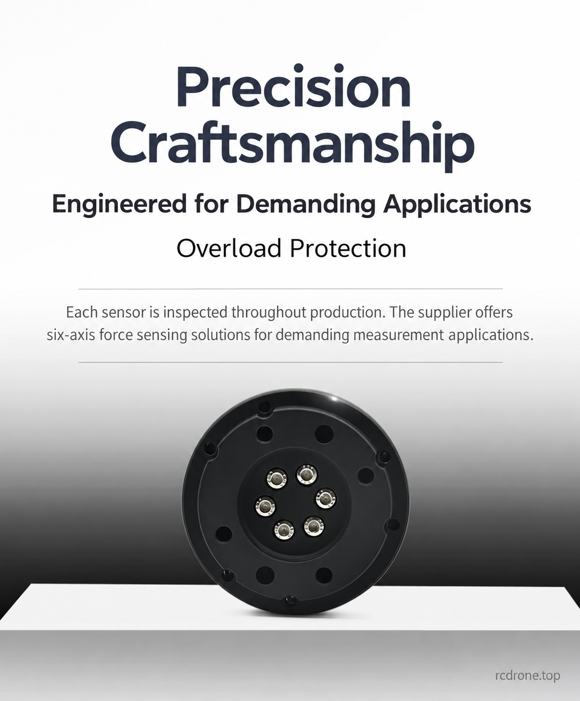 Precision sensor construction and overload protection, as described by the supplier.