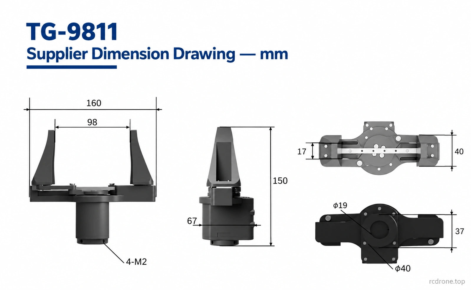 TG9811 supplier dimension drawing in millimeters