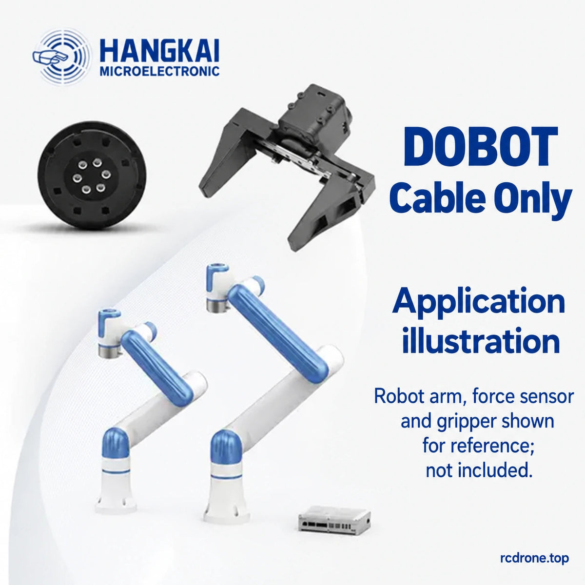 DOBOT cable application collage; arm, force sensor and gripper not included