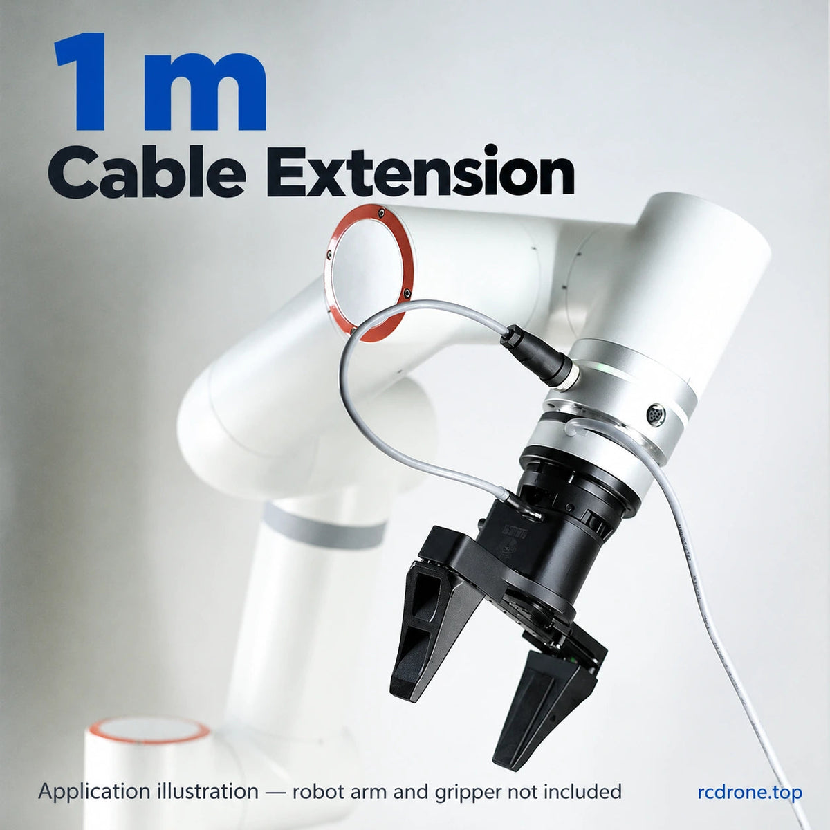 1m extension cable application example; arm and gripper not included
