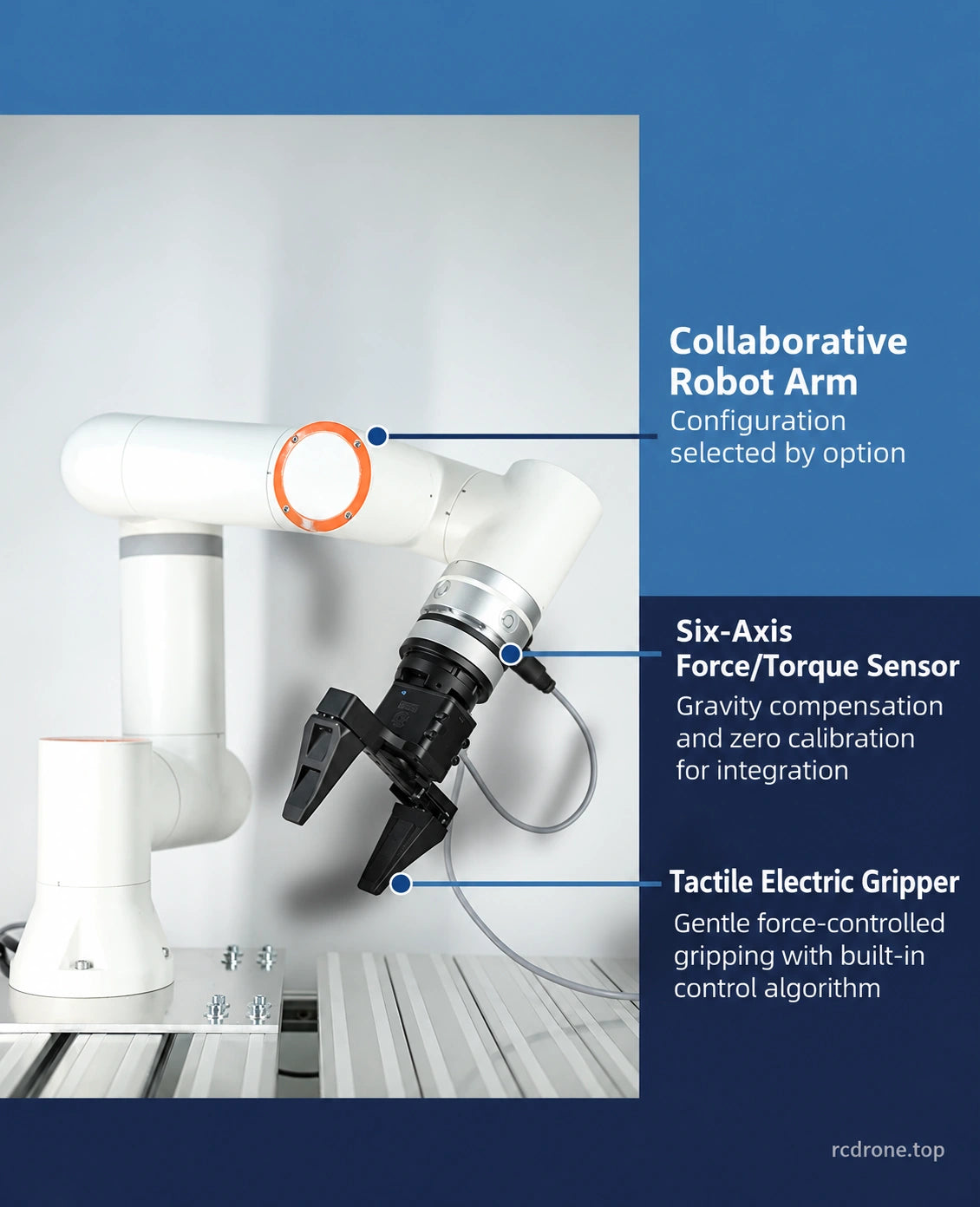 Assembled arm,force sensor and tactile gripper components