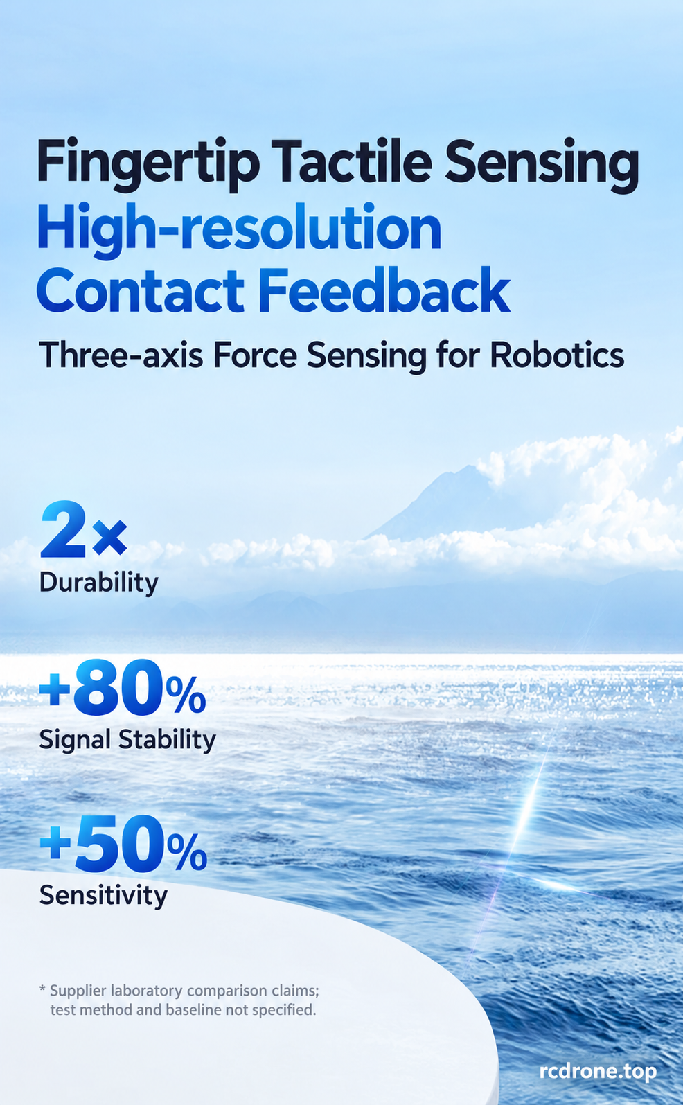 Supplier laboratory comparison claims for durability, signal stability and sensitivity; comparison conditions are not specified.