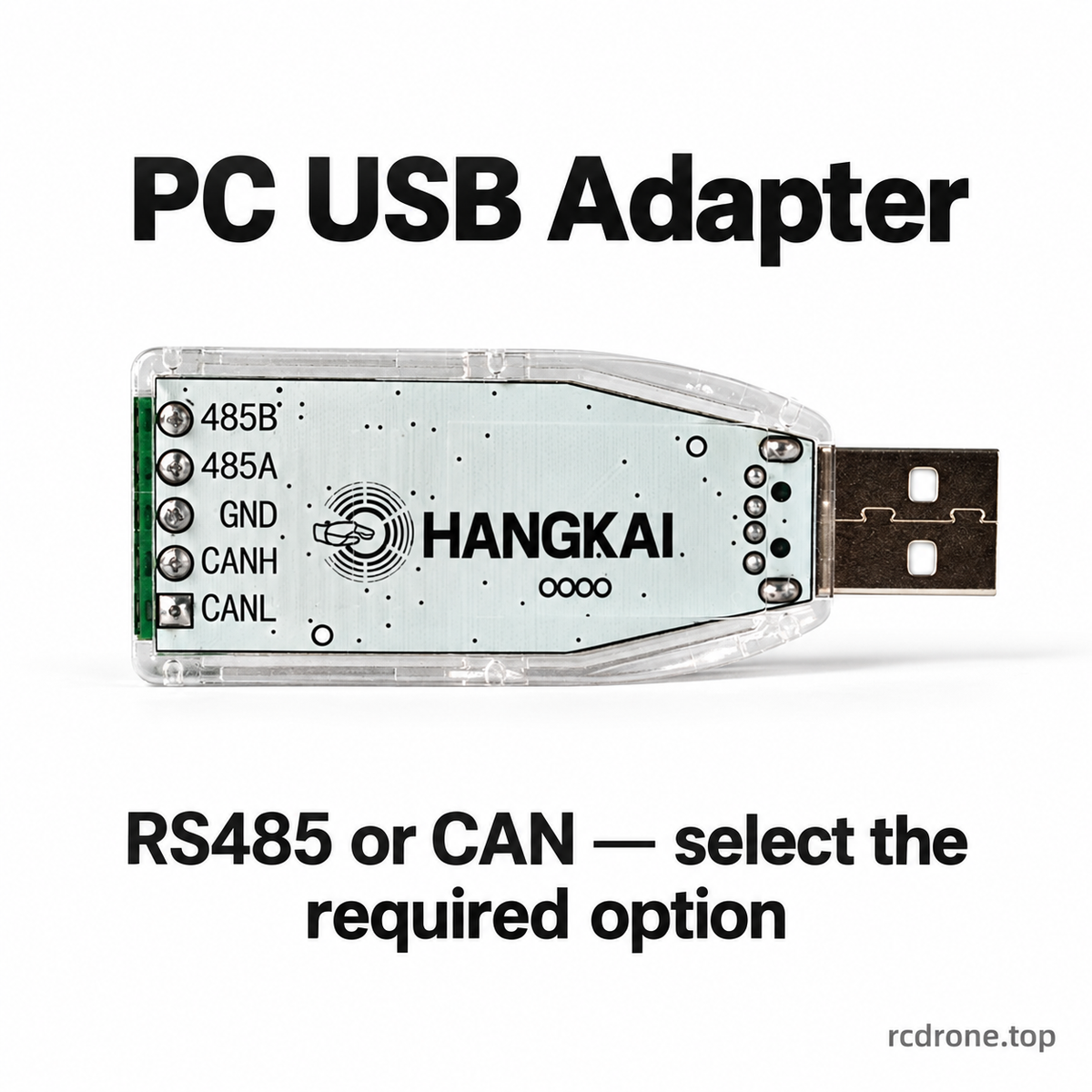 Optional USB PC communication adapter; source image shared by RS485 and CAN adapter options