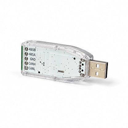 USB adapter angled front view, shared source image for CAN and RS485 configurations