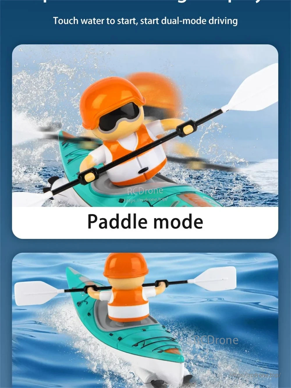 HC-810 RC Boat, RC boat with paddle mode, dual-mode driving, touch water to start
