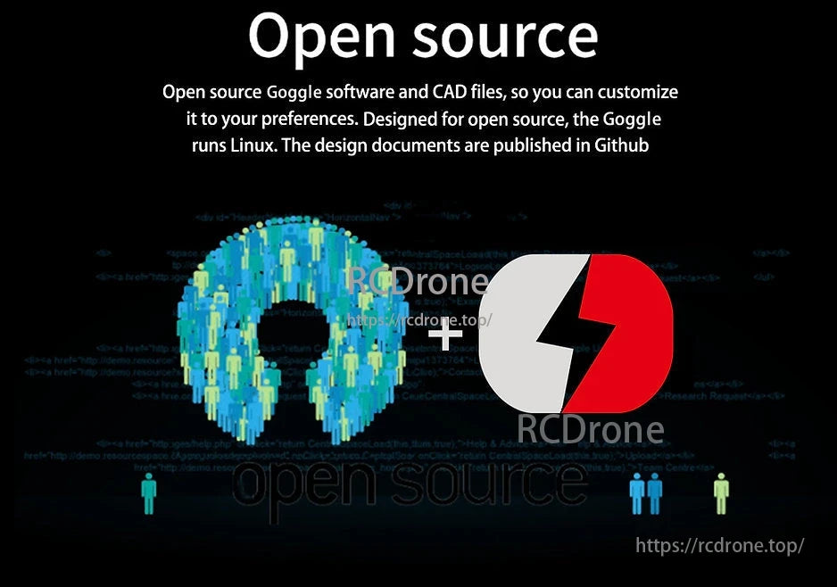 Open-source HDZero Goggle software and CAD files available for customization. Runs Linux; design documents on GitHub.