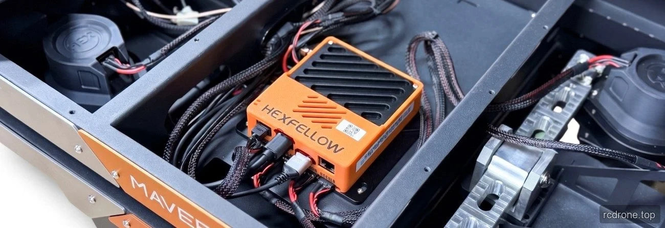 Installed HexFellow computer with connected robotics wiring