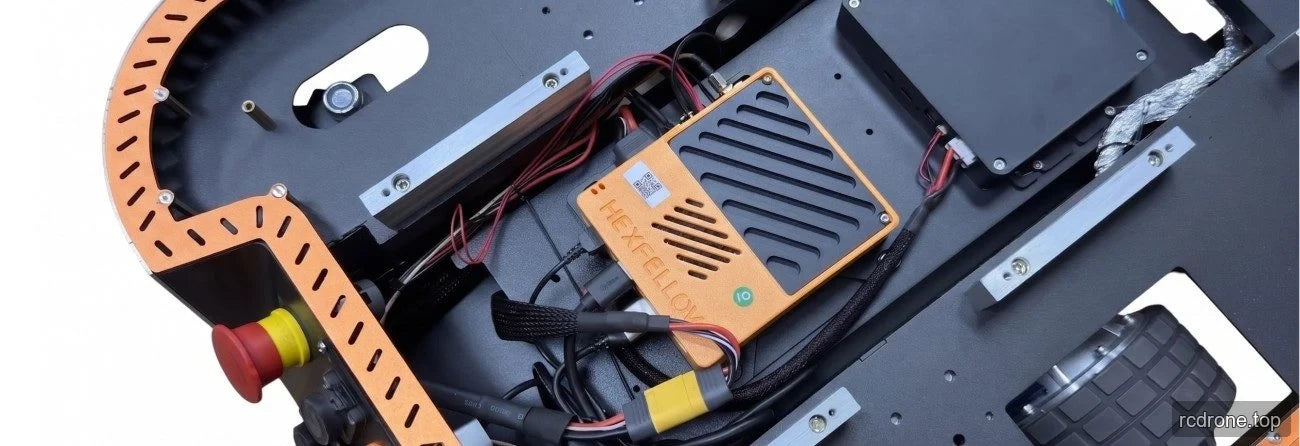 HexFellow computer installed inside a wheeled robotics chassis