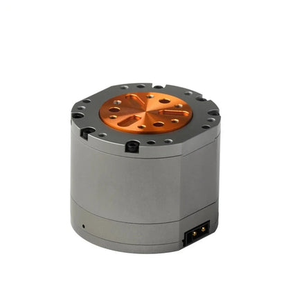 HexFellow HEXMOTOR 4310 gray cylindrical motor with orange circular mounting face and side connector.