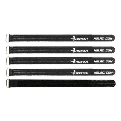 HGLRC Metal Buckle Battery Strap set, black hook-and-loop LiPo straps with metal buckles (5 pack)