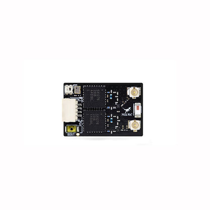 HGLRC ELRS GEMINI RX dual receiver close-up, top view with BOOT button and dual IPEX antenna connectors