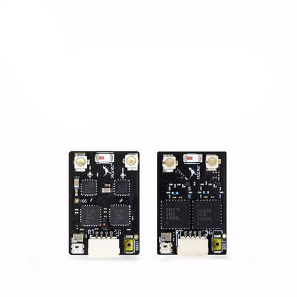 HGLRC ELRS GEMINI RX dual receiver boards shown side by side, top view with IPEX antenna connectors