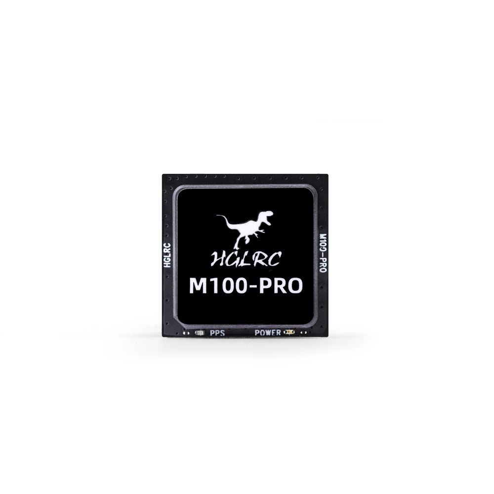 HGLRC M100 PRO GPS module top view with M100-PRO label and PPS/POWER indicators