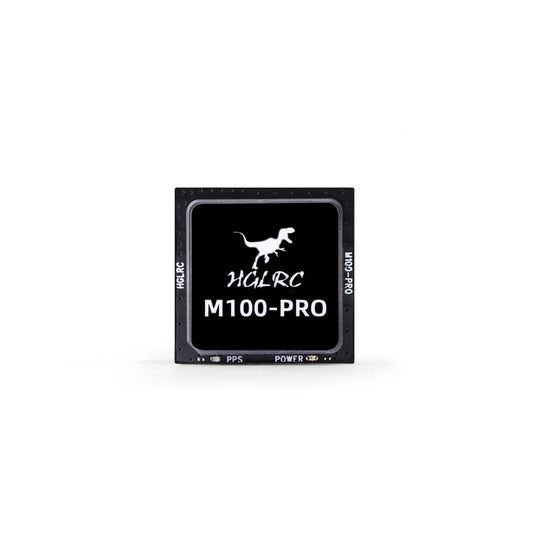 HGLRC M100 PRO GPS module top view with M100-PRO label and PPS/POWER indicators