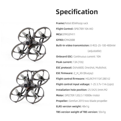 HGLRC Petrel 85Whoop Brushless Motor Indoor FPV Drone Tinywhoop Quadcopter - HGLRC Company