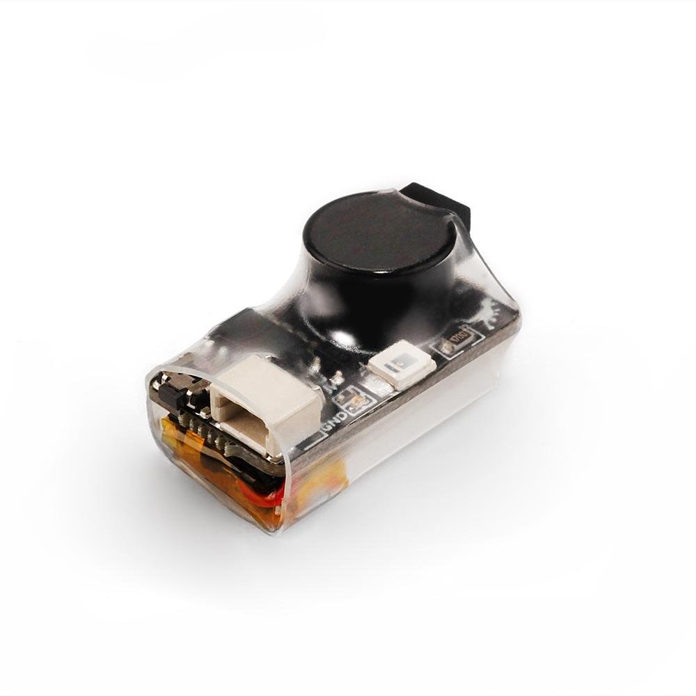 HGLRC Soter FPV drone buzzer 5V module, angled view showing LED and plug connector