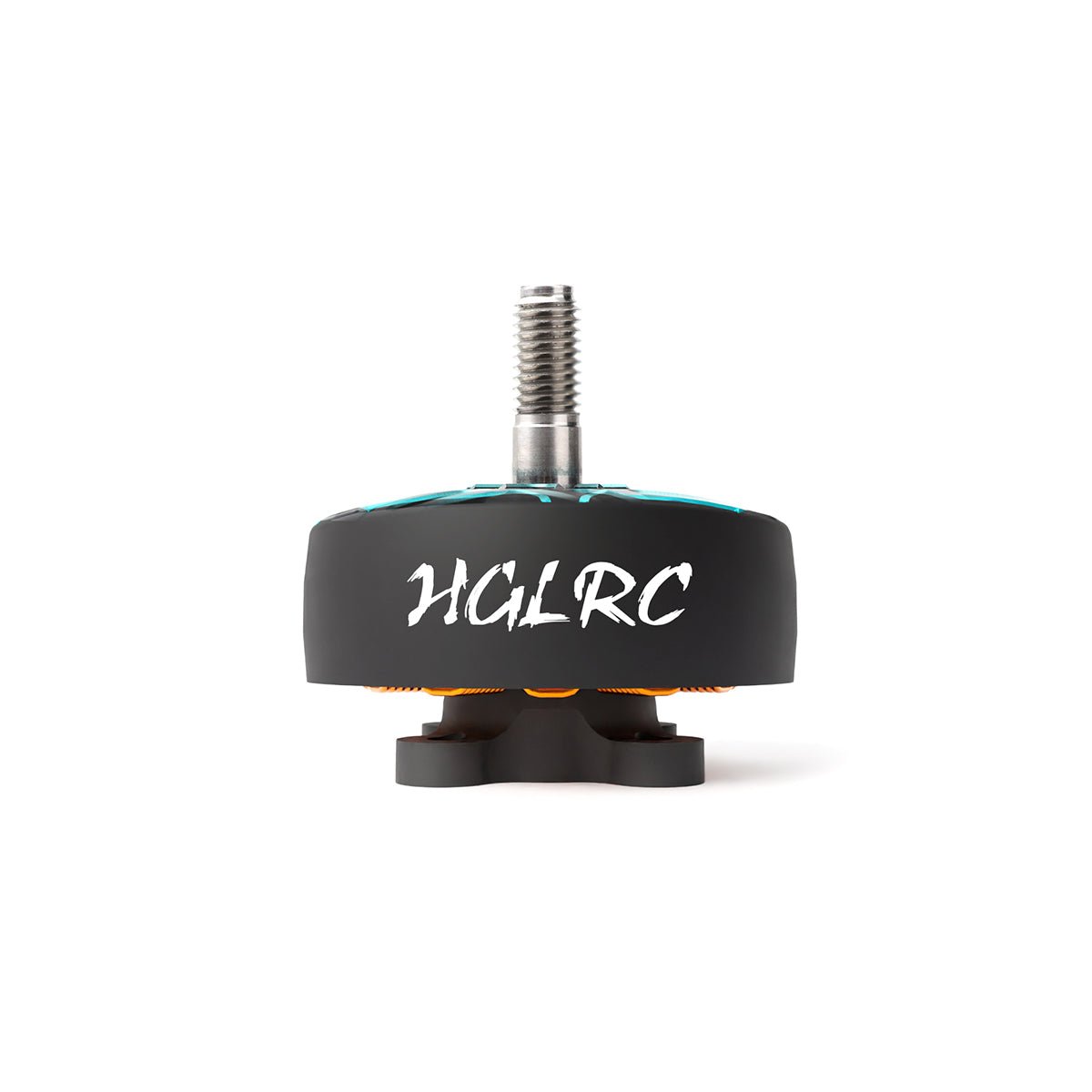 HGLRC SPECTER 2806.5 motor side view showing HGLRC logo on matte black can and 5mm shaft