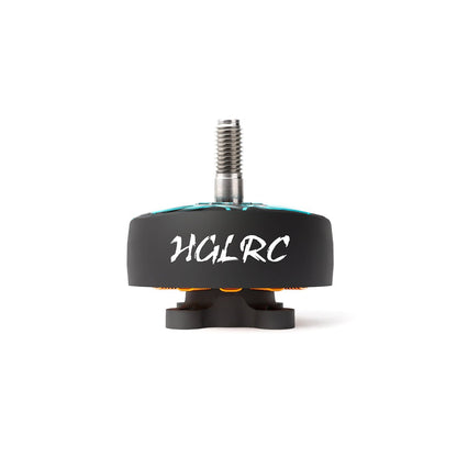 HGLRC SPECTER 2806.5 motor side view showing HGLRC logo on matte black can and 5mm shaft