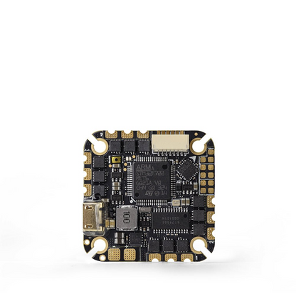 HGLRC Specter 40A 4-6S AIO Flight Controller board top view with USB port and solder pads