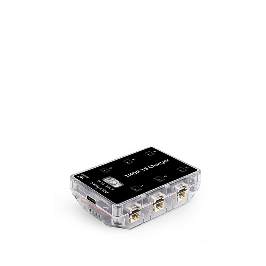 HGLRC Thor 1S Charger board in clear case with Type-C input and multiple 1S battery ports