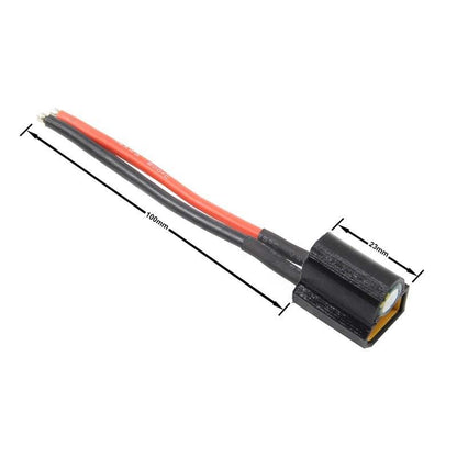 HGLRC XT60 Filter with 100mm lead length and 23mm housing size shown in dimension graphic