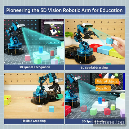 ArmPi Ultra demonstrations of spatial recognition, handheld cube detection, block grasping and red-object sorting.