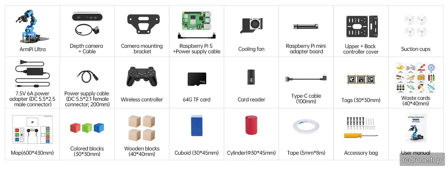 Hiwonder ArmPi Ultra ROS2 Robot Arm with Raspberry Pi5 Options product detail
