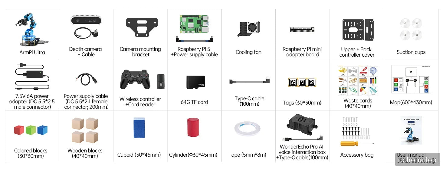 Hiwonder ArmPi Ultra ROS2 Robot Arm with Raspberry Pi5 Options product detail