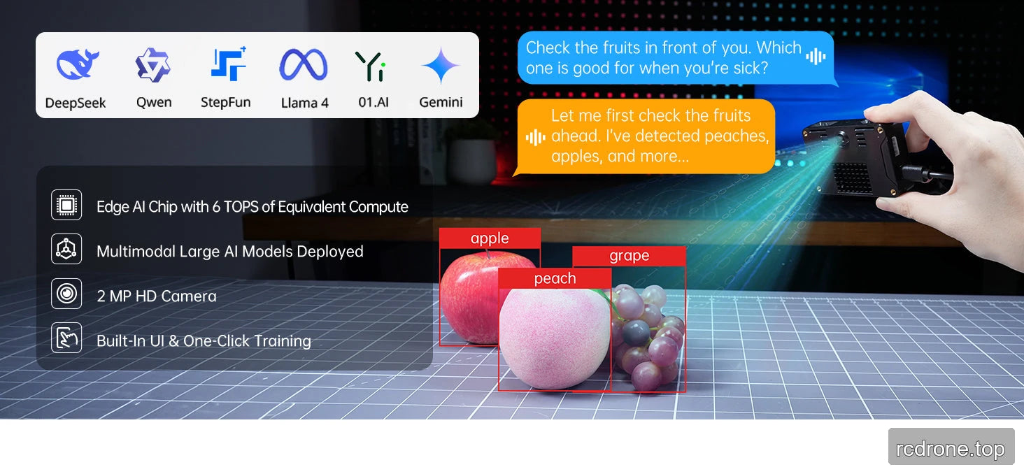 NexArm K230 AI Vision Module with Multimodal Large AI Models (DeepSeek, Qwen, Llama 4, Gemini), Real-Time Object Detection, and Voice Interaction for Embodied AI Robotic Arm