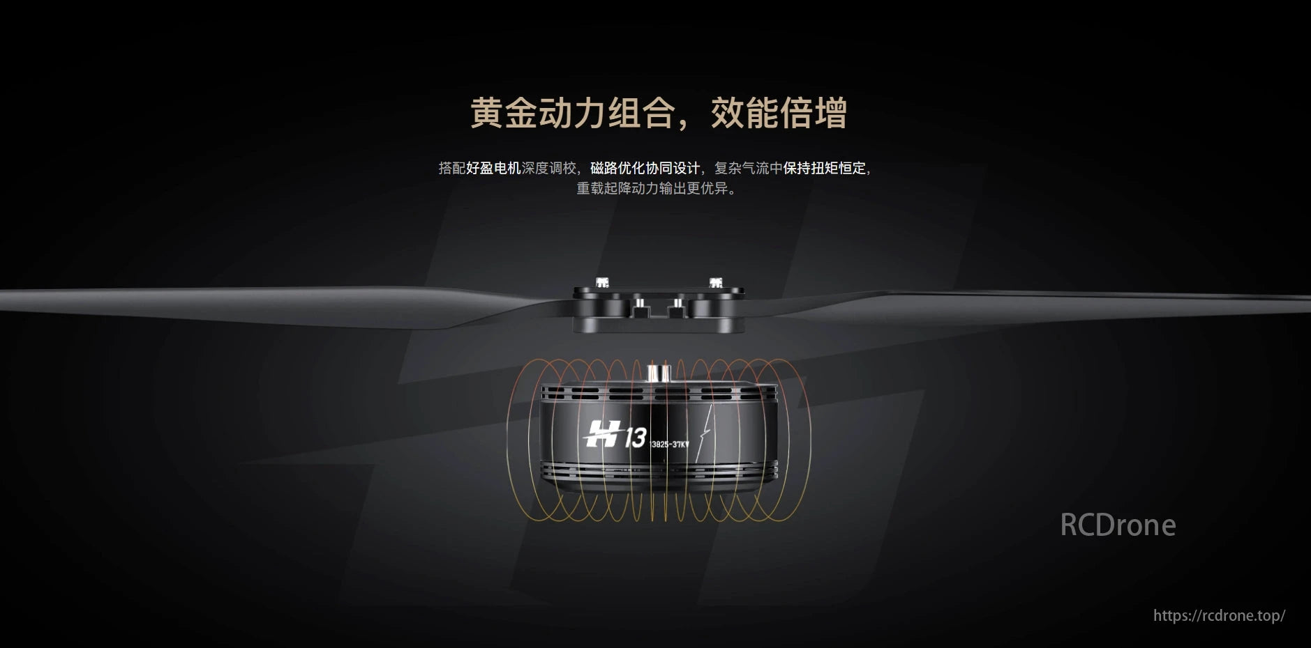 Hobbywing HF 57 Propeller, The Hobbywing motor's optimized magnetic circuit design enhances torque consistency in complex airflow, improving heavy-load takeoff and landing efficiency.