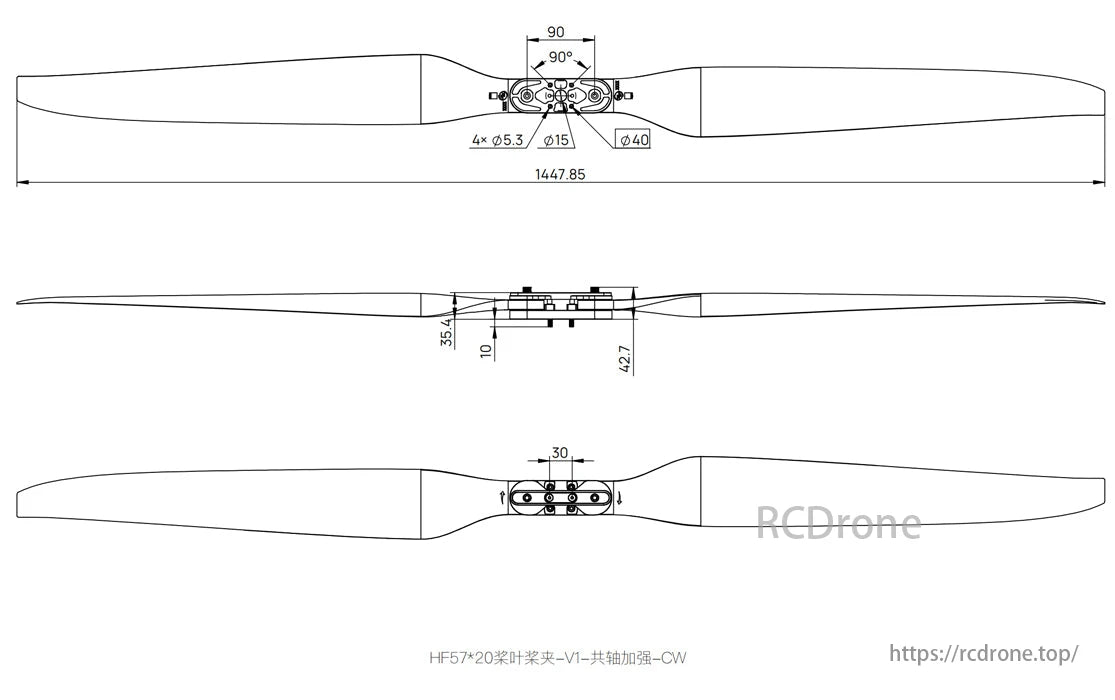 Hobbywing HF 57*20" Carbon Fiber Folding Propeller, HF 57*20 carbon fiber folding propeller, compatible with H13/X13 motors, features high-efficiency UAV blade design.