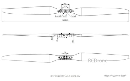 Hobbywing HF 57*20" Carbon Fiber Folding Propeller, HF 57*20 carbon fiber folding propeller, compatible with H13/X13 motors, features high-efficiency UAV blade design.