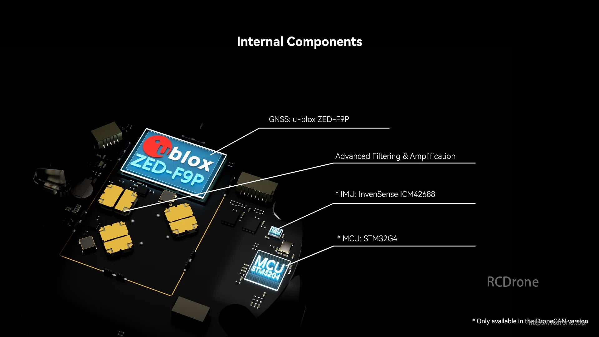 The Holybro H-RTK ZED features precise positioning with u-blox GNSS, InvenSense IMU, STM32G4 MCU, and advanced filtering.