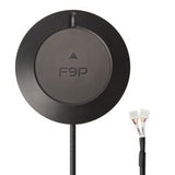Holybro H-RTK ZED-F9P rover GPS module with compass and antenna for UAVs.