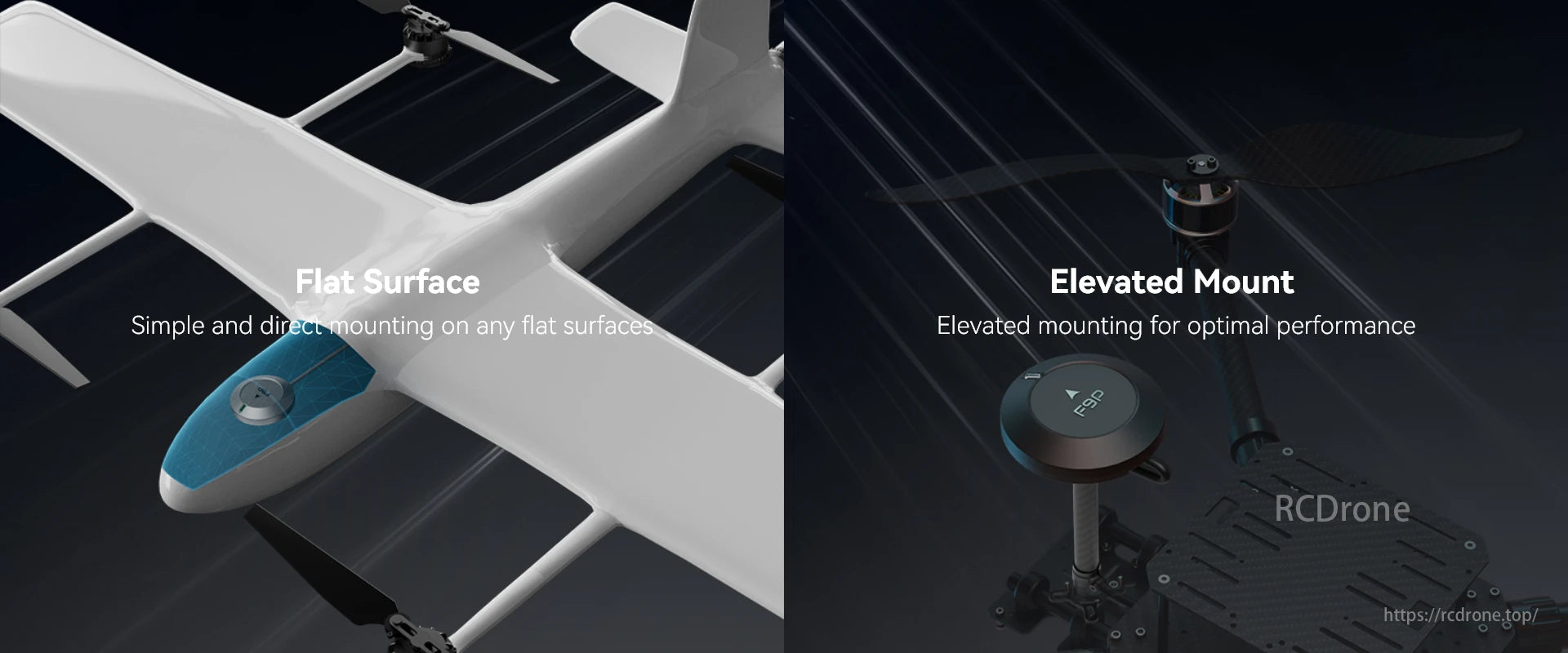 Holybro H-RTK ZED, Easy mounting on flat surfaces; elevated option for better performance.