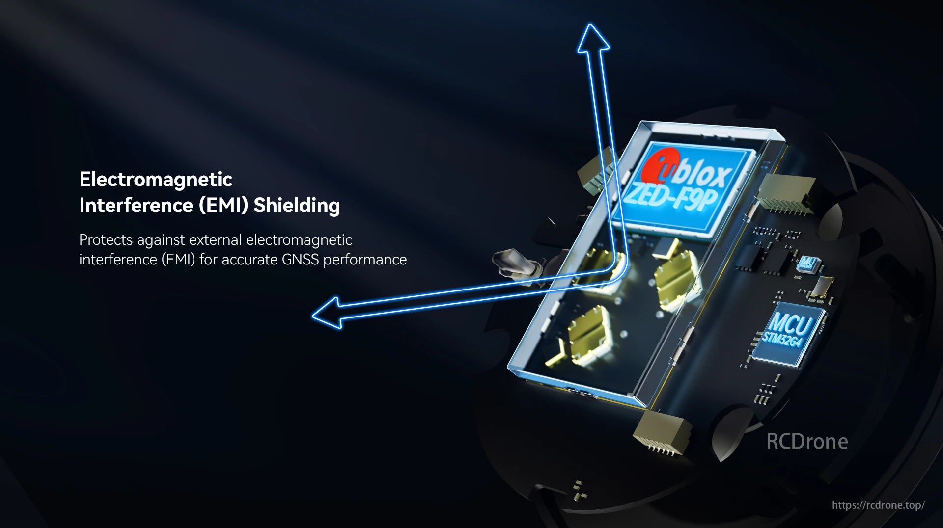 The Holybro H-RTK ZED provides EMI shielding, u-blox ZED-F9P, and STM32G4 MCU for accurate GNSS performance.