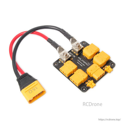 Holybro PDB with 300A, XT90/XT30 connectors, top/side entry for drones.