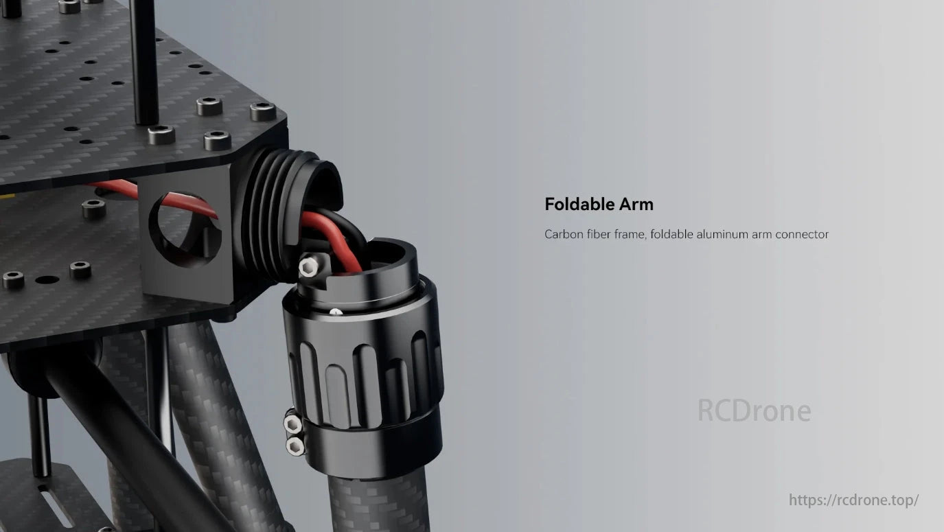 Holybro X650 Development Drone, Foldable Arm: Carbon fiber frame, foldable aluminum arm connector.