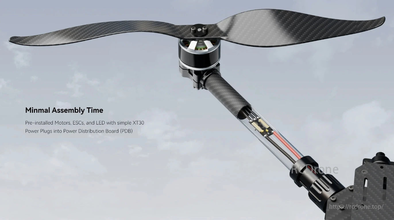 Holybro X650 Development Drone, Minimal assembly time with pre-installed motors, ESCs, and LED.