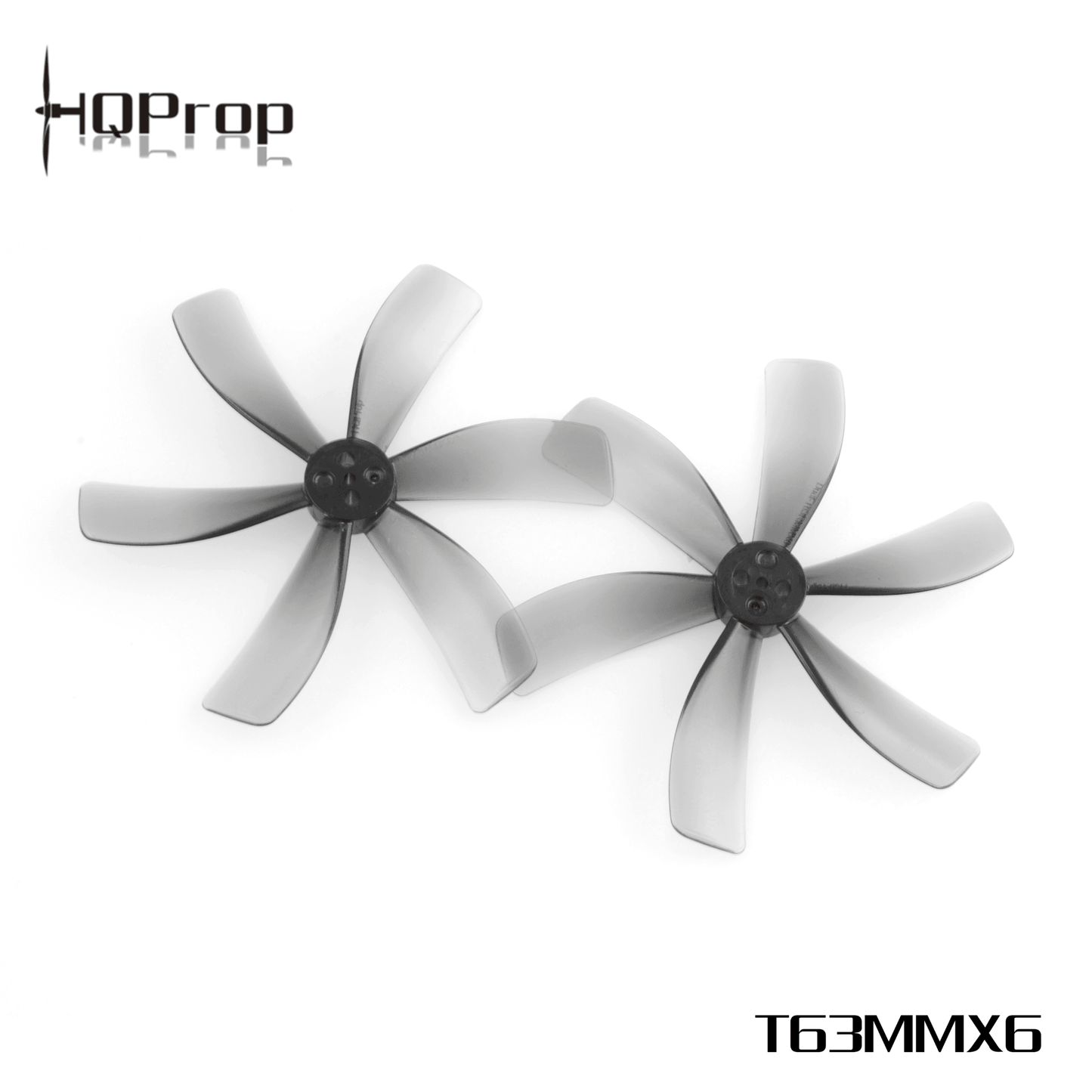 HQprop T63MMX6 6-blade propellers on white background with HQProp logo and model text