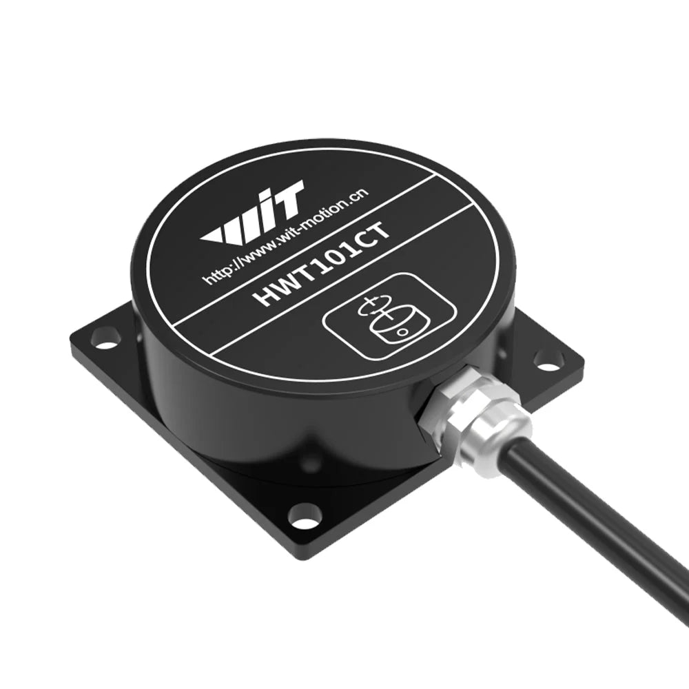 WitMotion HWT101CT inclinometer offers 0.1° accuracy, IP67 protection, and supports TTL/RS232/RS485 communication at 0.2–1000 Hz.