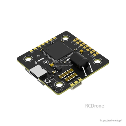 iFlight 2RAW Thunder H7 flight controller board with USB-C port, boot button, and labeled solder pads