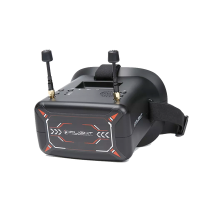 iFlight 4.3-Inch 800x480 Analog FPV Goggle, iFlight analog FPV goggles with dual antenna mounts, top control buttons, and adjustable head strap