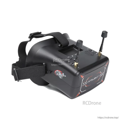 iFlight 4.3-Inch 800x480 Analog FPV Goggle, iFlight 4.3-inch analog FPV box goggle with adjustable head strap, top buttons, and dual antennas