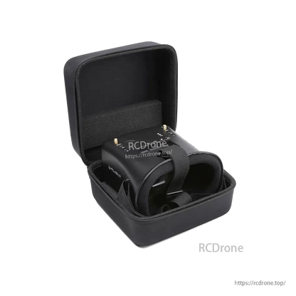 iFlight 4.3-Inch 800x480 Analog FPV Goggle, iFlight analog FPV goggle set with head strap and dual antenna mounts, packed in a zippered carrying case