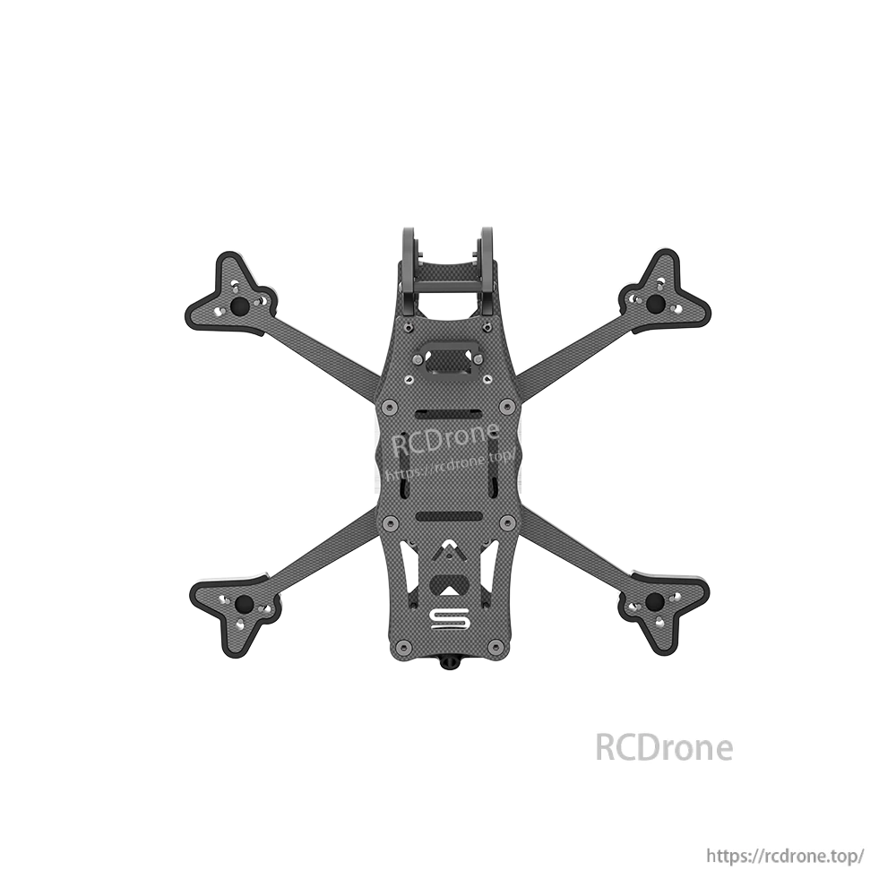 iFlight AOS 4 V5 FPV Frame, Top view of iFlight AOS 4 V5 carbon fiber FPV quadcopter frame with four arms and front camera cage