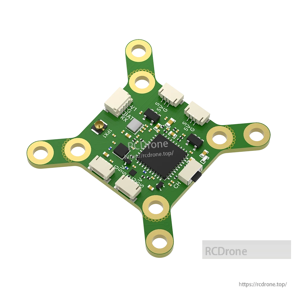 iFlight BLITZ 25mW Race VTX PCB with four mounting holes, multiple JST connectors, and u.FL antenna socket