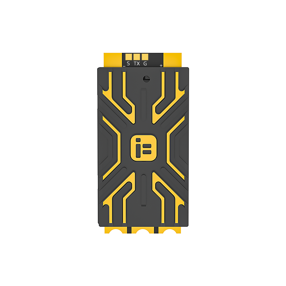 iFlight BLITZ E80 2-8S 80A Single ESC, iFlight BLITZ E80 single ESC with black and yellow heatsink cover and labeled S TX G solder pads